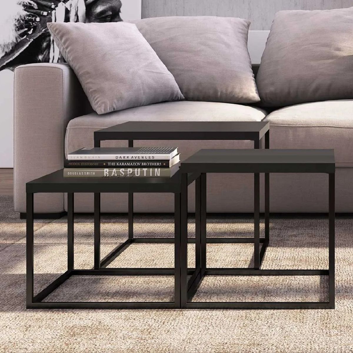 NACION MUEBLES - Kit Mesa de Centro Nacion Muebles Sri Color Negro