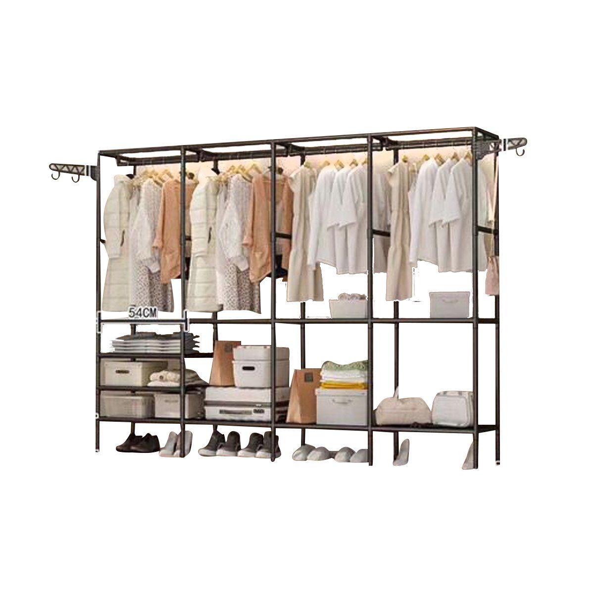 GRETAIL - Ropero Armario Closet Perchero Organizador Ropa 4 Cuerpos Negro