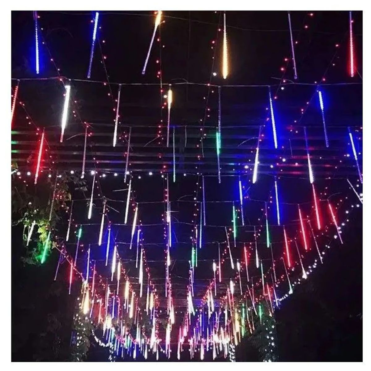 GENERICO - Cadena de luces de meteorito led decoración navideña de 8 tubos 2pcs