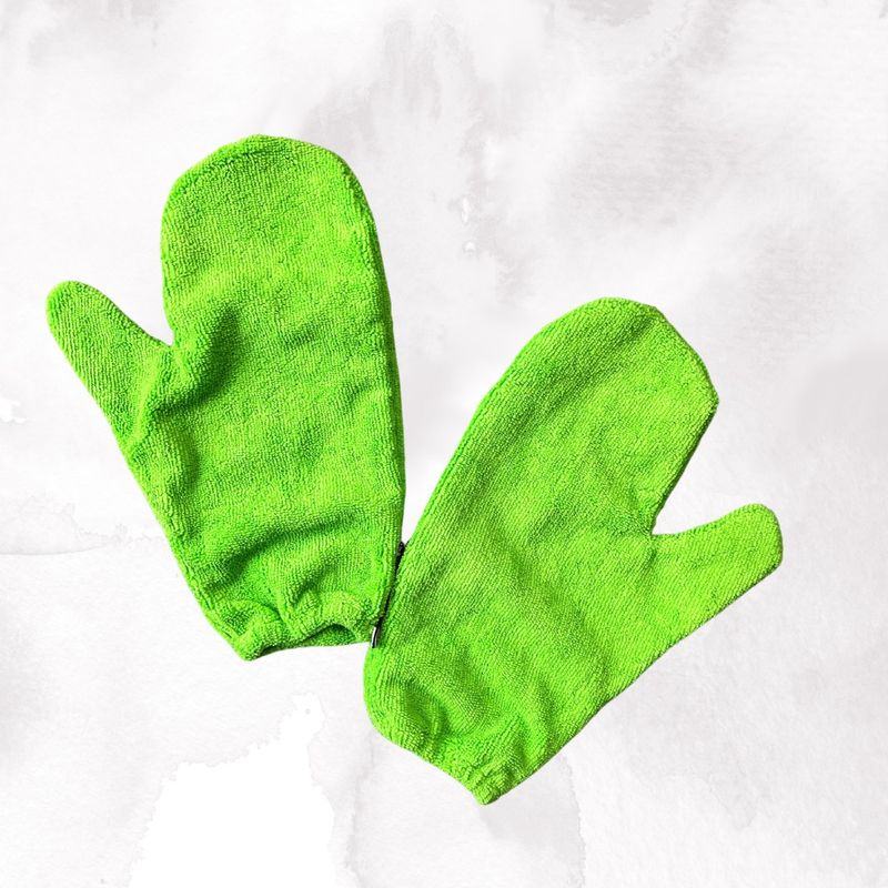 SANTOS RIZOS - Guantes de microfibra para secar el cabello y scrunching - VERDE