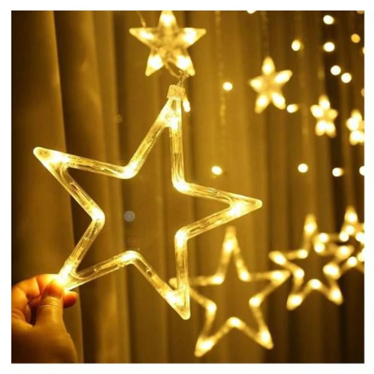 GENERICO - Cortina Luces de Navidad Led Guirnalda Estrellas de Navidad