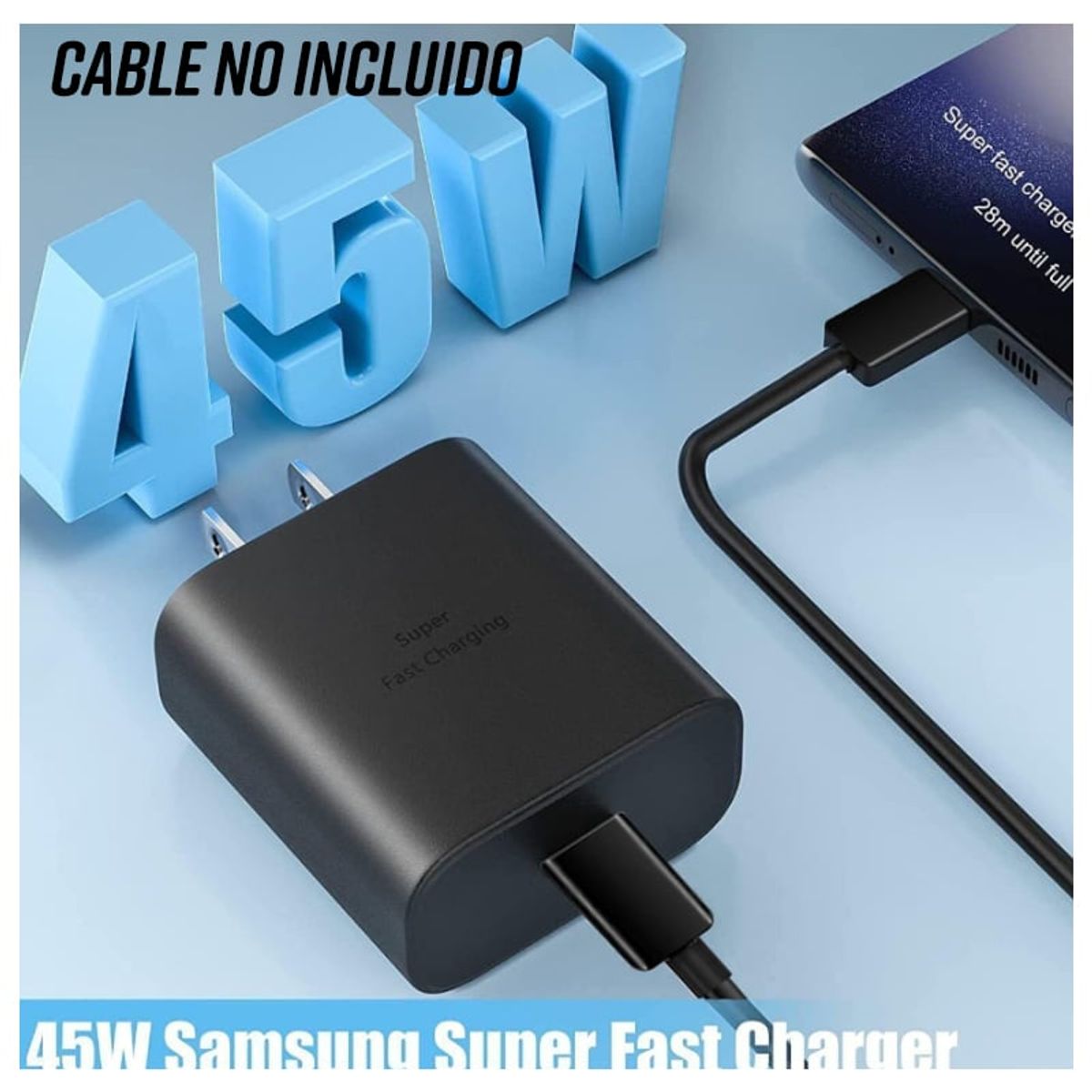 GENERICO - Cargador Cubo Compatible con Samsung 45w Carga Rápida Usb Tipo C