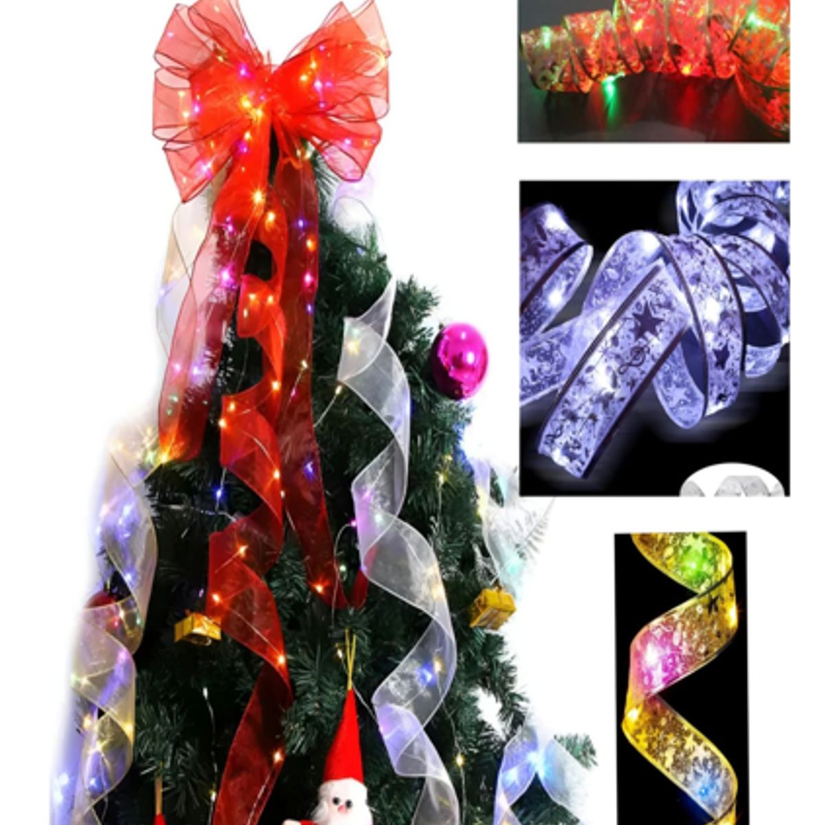 GENERICO - 3 Cintas de luz Led para árbol navideño decoración regalo 5 m