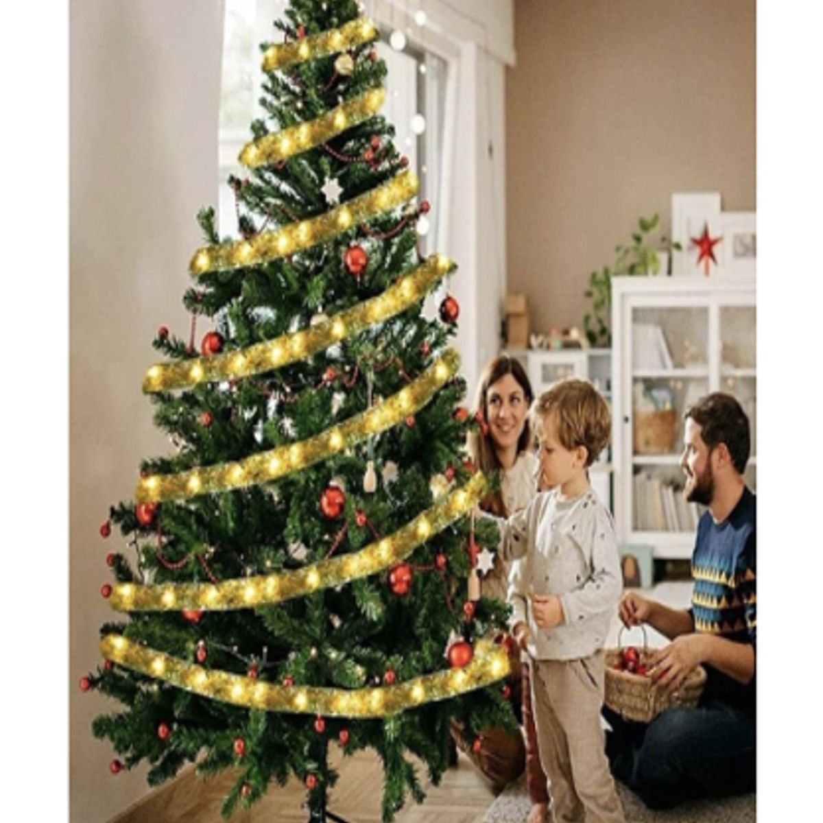 GENERICO - CINTA NAVIDEÑA CON LUCES LED 2 EN 1 DE 5 METROS DECORACION