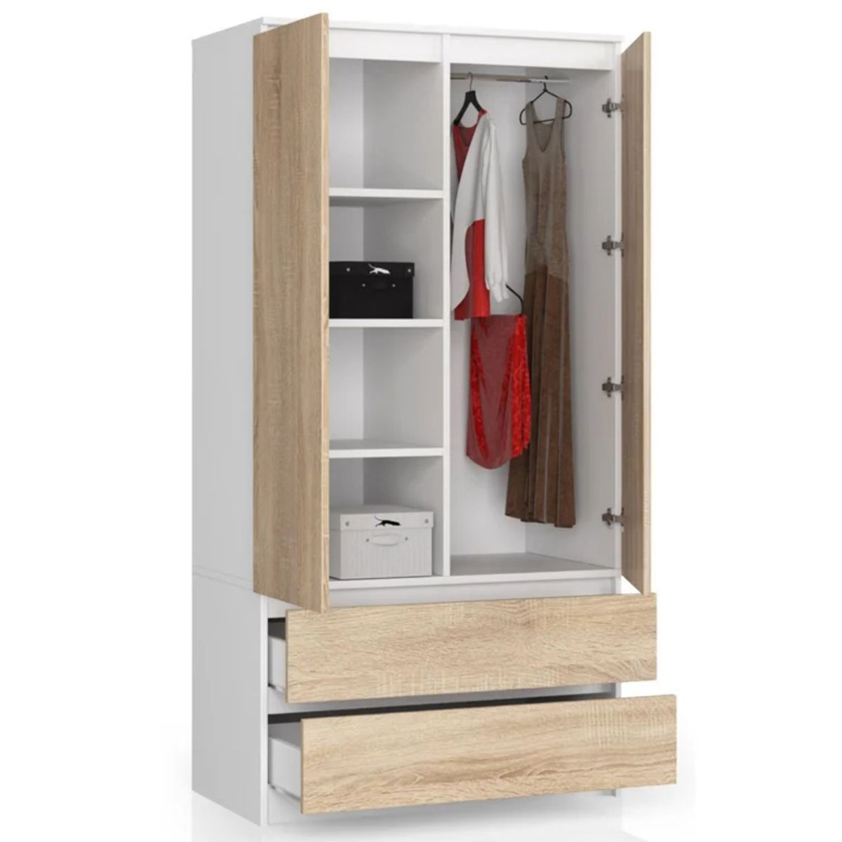 GENERICO - Ropero Moderno Ren Blanco y Marrón R&R MUEBLES