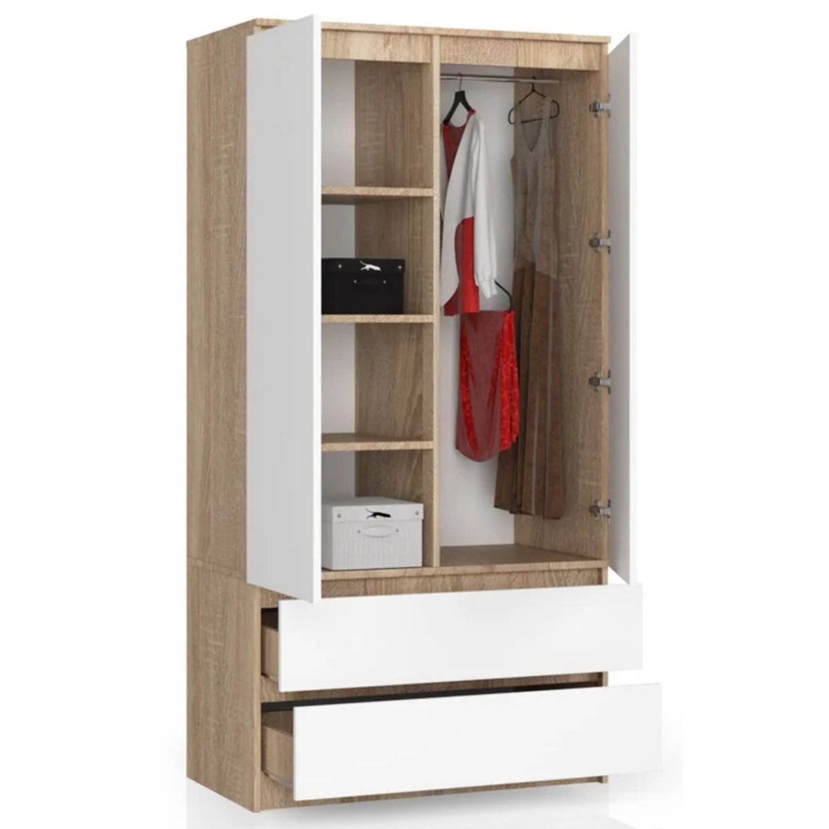 GENERICO - Ropero Moderno Ren Marrón y Blanco R&R MUEBLES