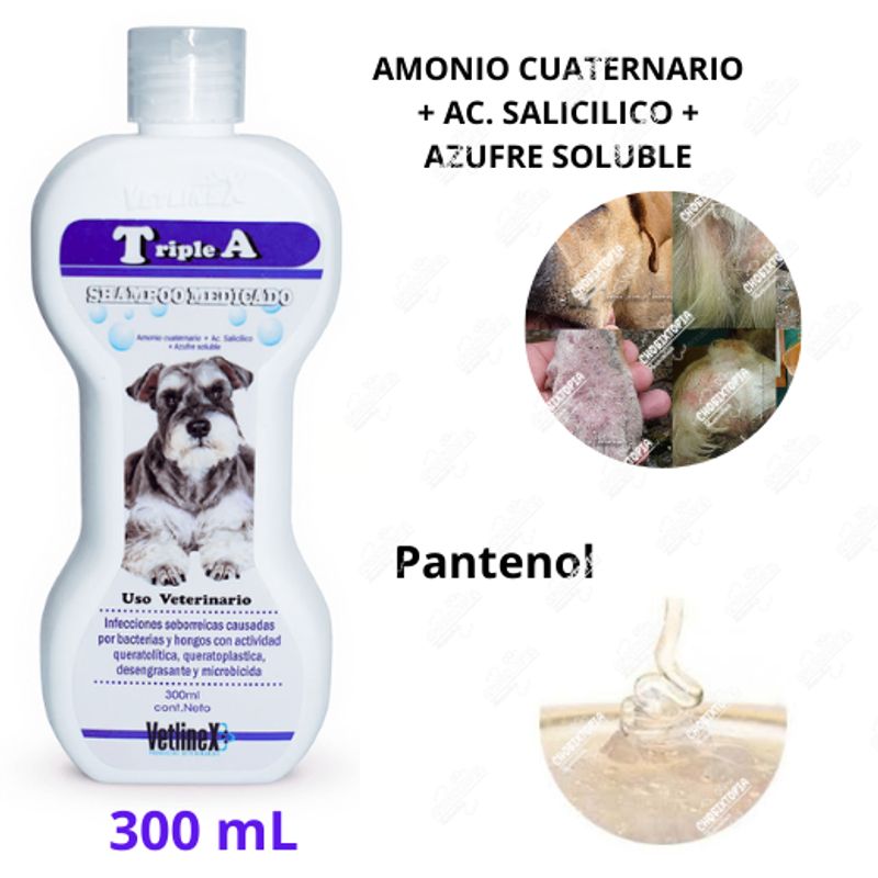 VETLINEX - SHAMPOO VETLINEX MEDICADO PARA PERROS TRIPLE A X 300 ML