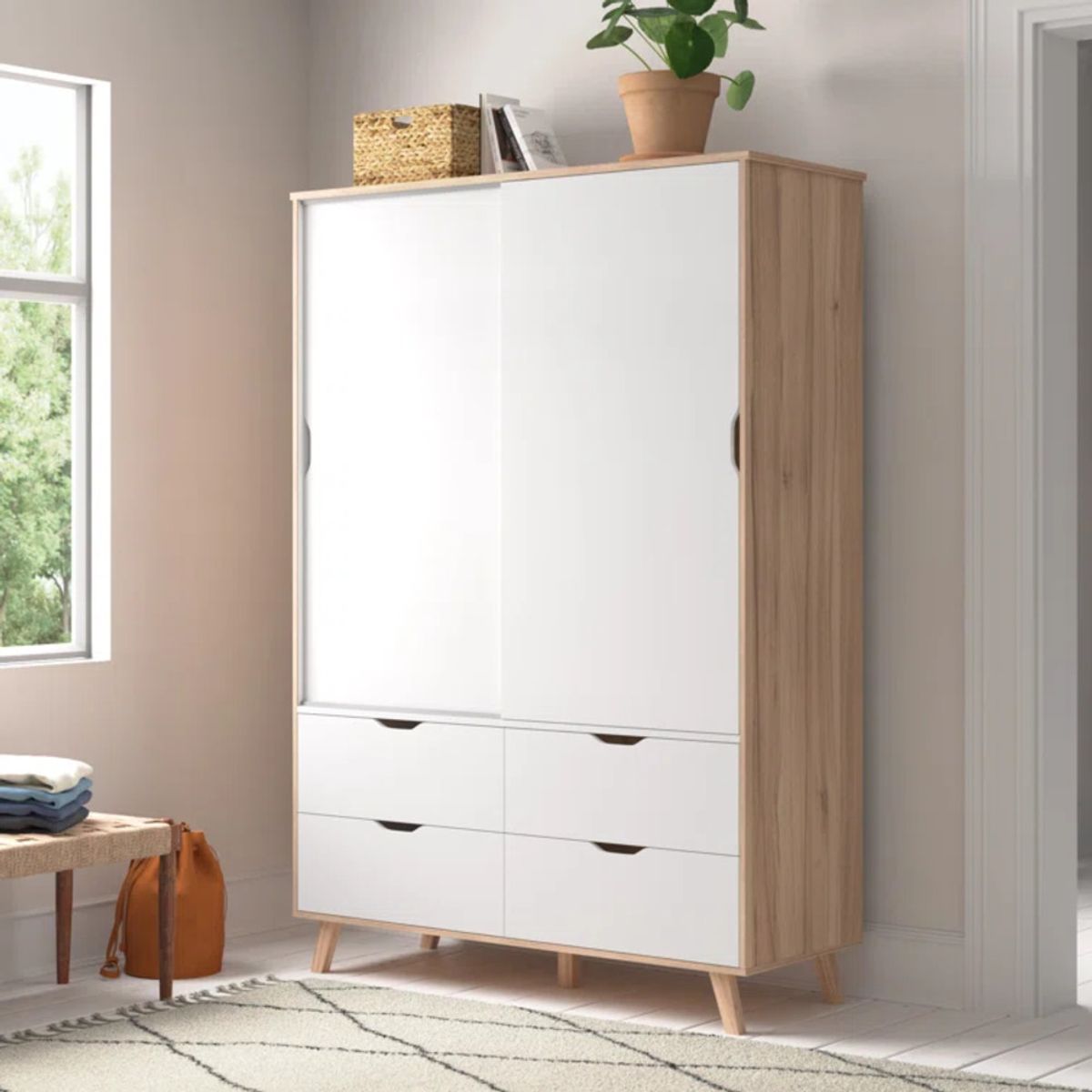 GENERICO - Ropero Moderno Mito Marrón y Blanco R&R MUEBLES