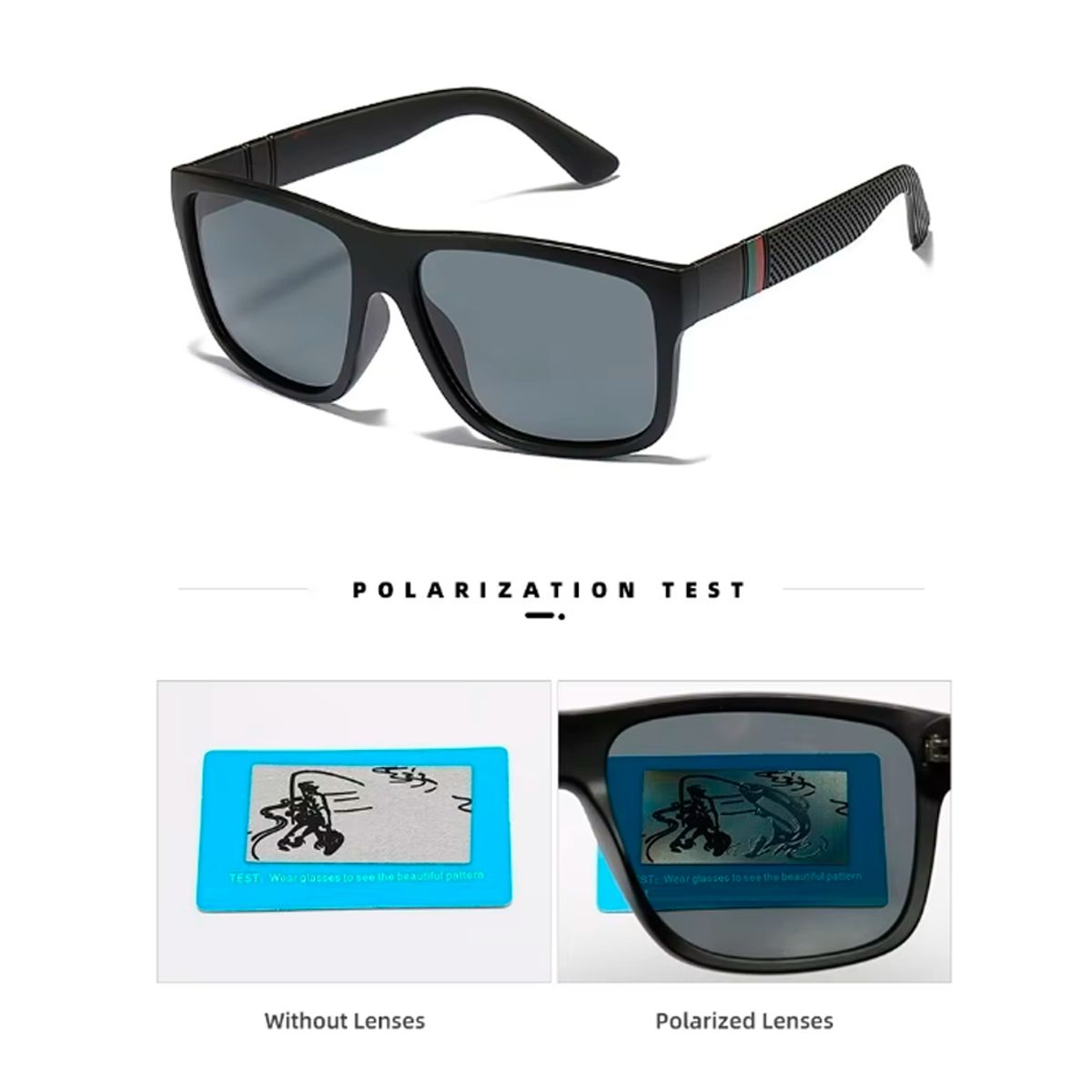 GENERICO - Lentes de Sol Para Hombre Polarizado uv400 negro + funda