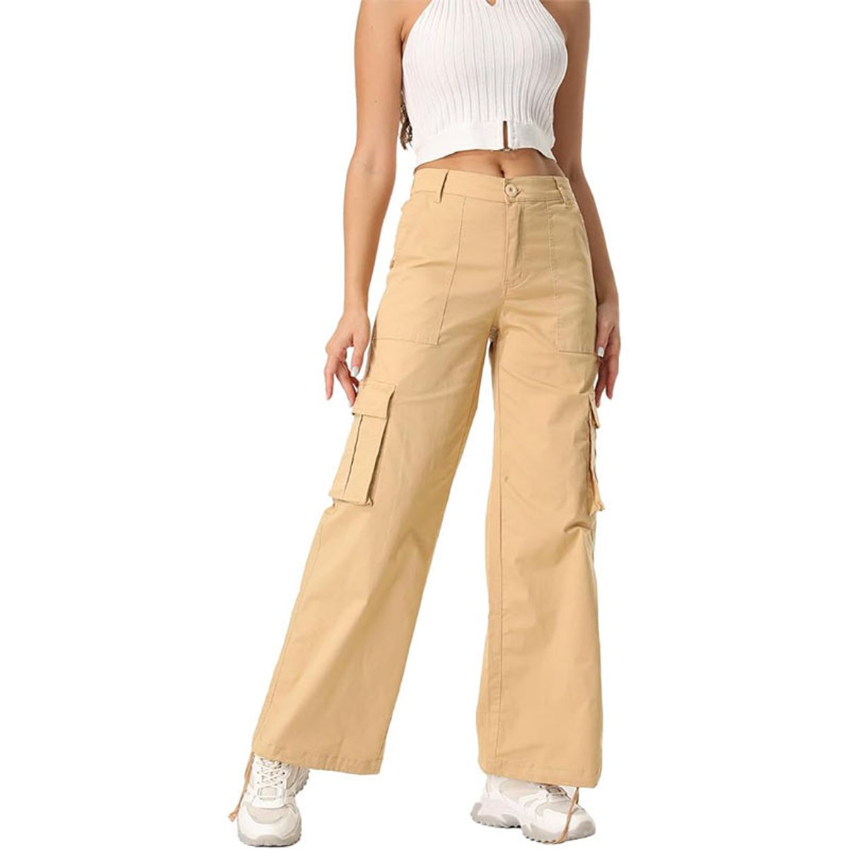 BLWOENS - Pantalones largos de primavera y otoño para mujer - Beige