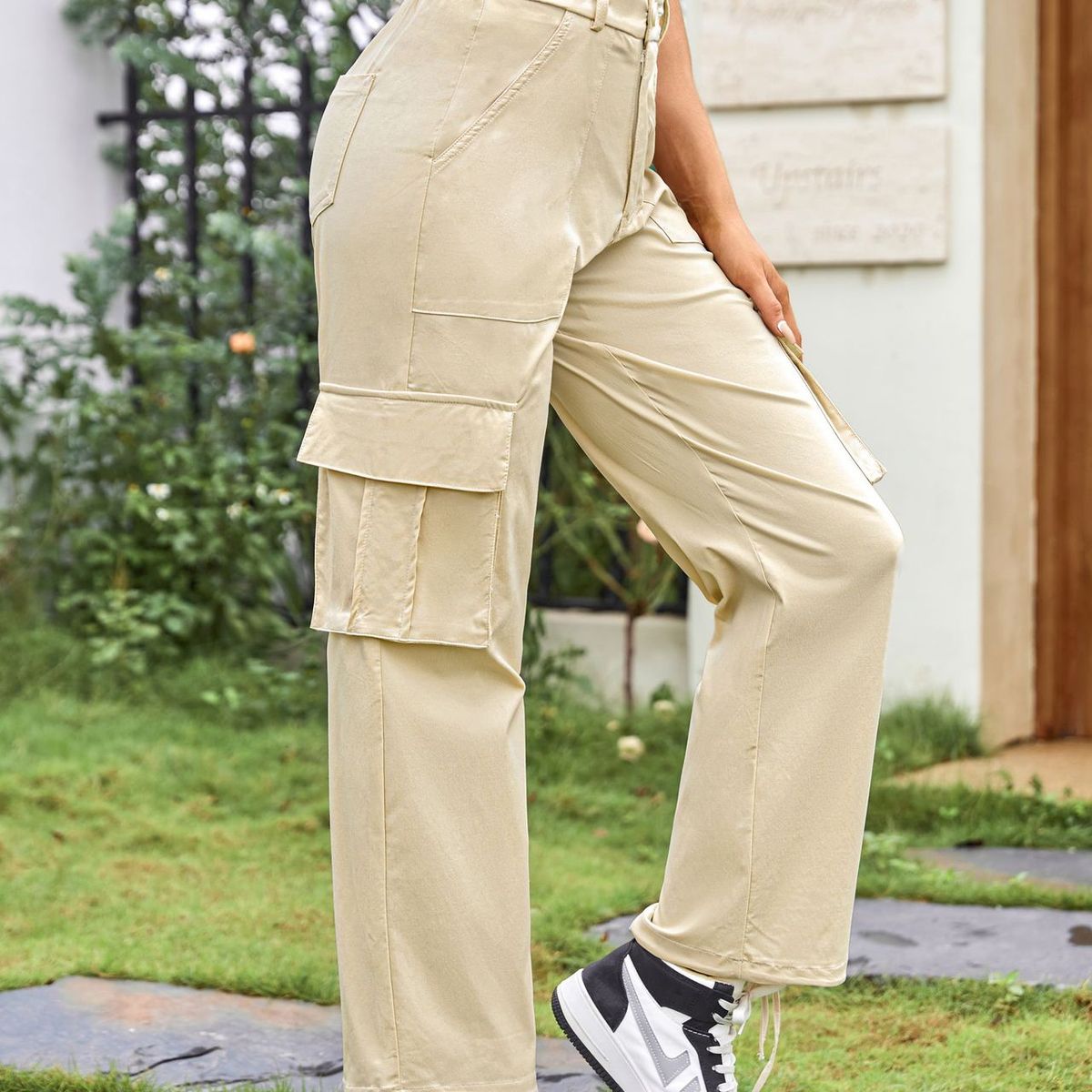 BLWOENS - Pantalones largos de primavera y otoño para mujer - Beige