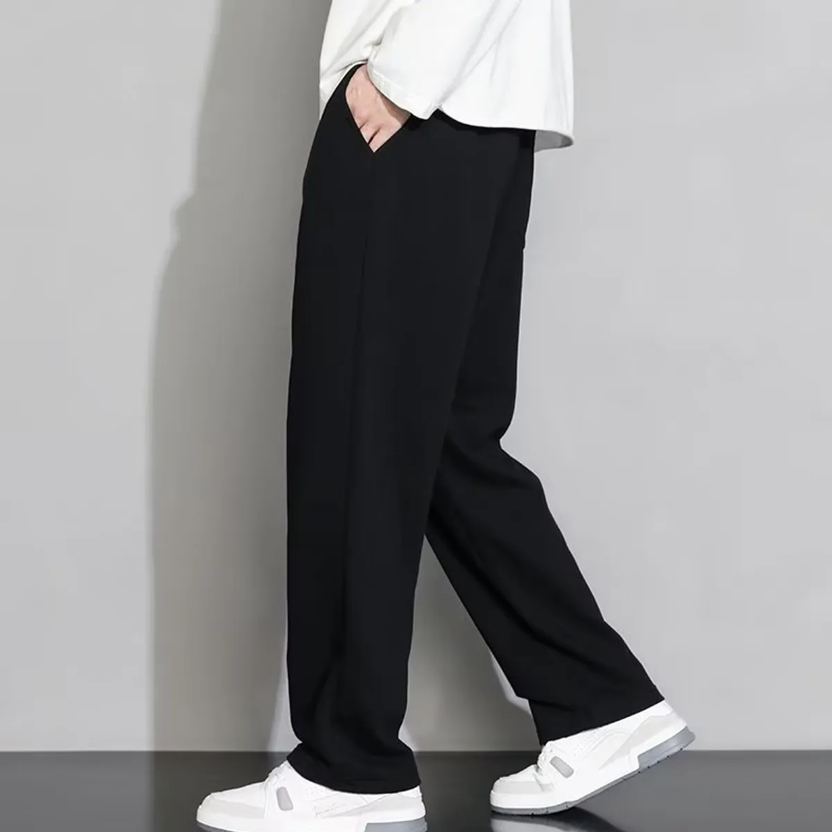 BLWOENS - Pantalones largos de primavera y otoño para hombres - Negro