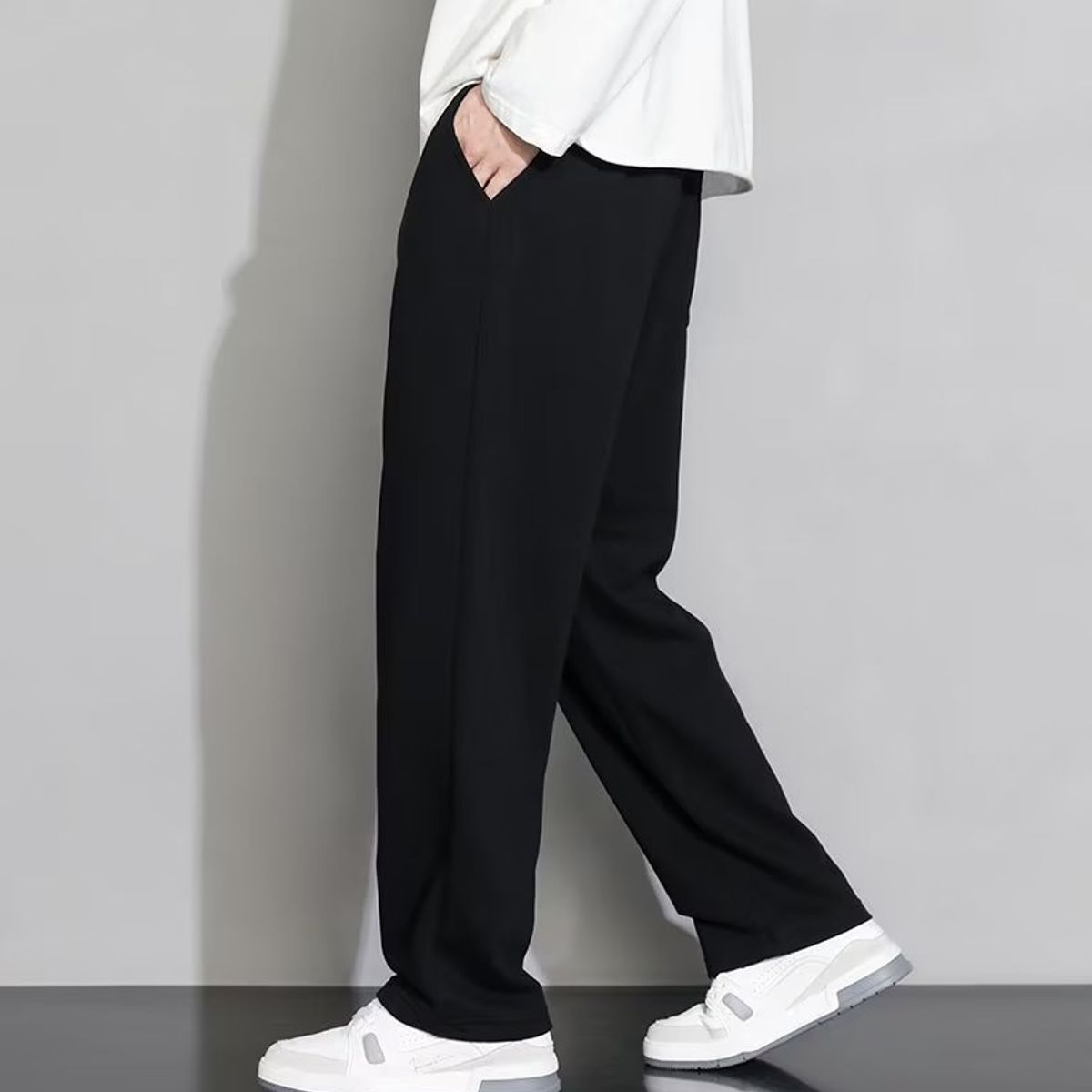 BLWOENS - Pantalones largos de primavera y otoño para hombres - Negro