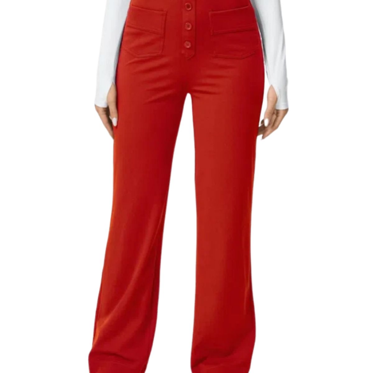 BLWOENS - Pantalones largos de primavera y otoño para mujer - Rojo