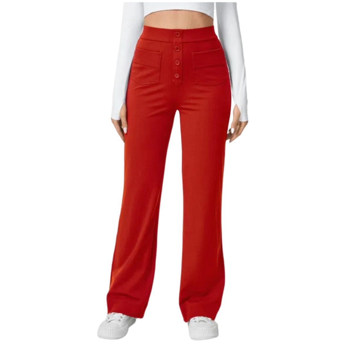 BLWOENS - Pantalones largos de primavera y otoño para mujer - Rojo