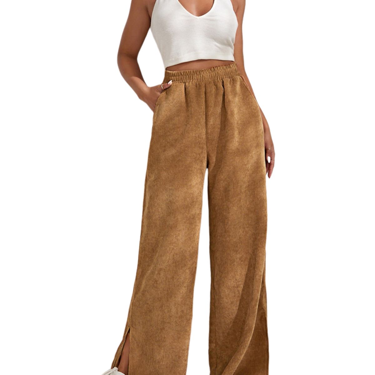 BLWOENS - Pantalones largos de primavera y otoño para mujer - Marrón