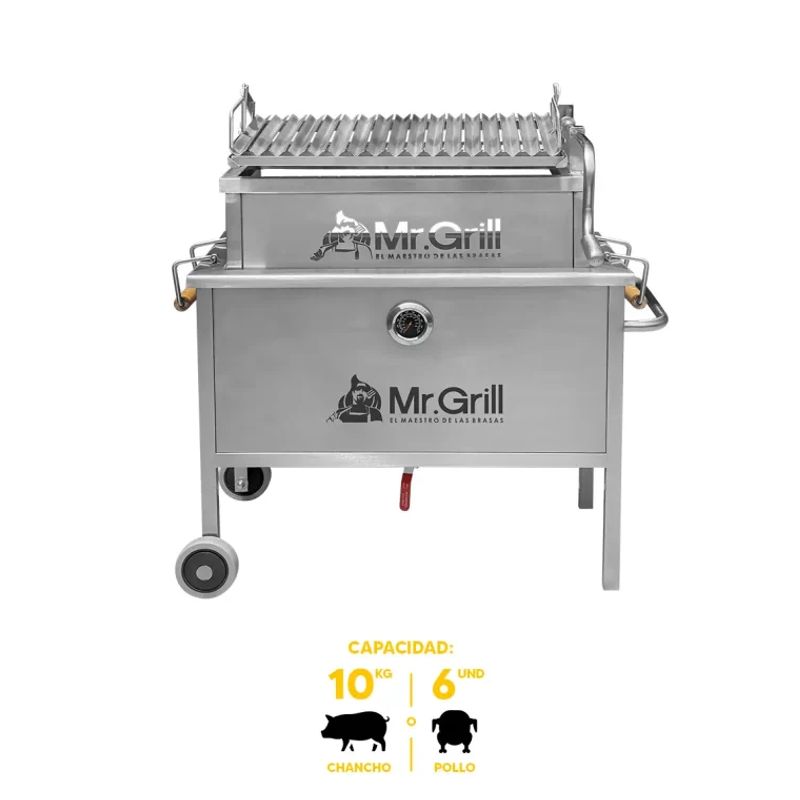 MR GRILL - Caja China Mediana Steel Pro Infinity con Parrilla Regulable