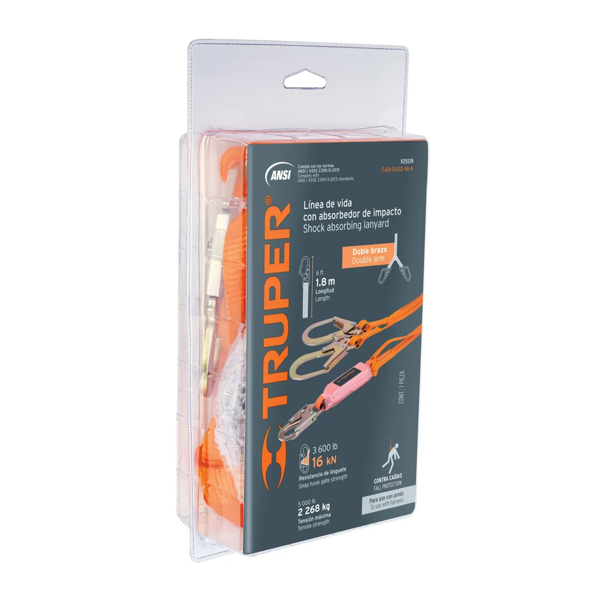 TRUPER - Línea De Vida Con 2 Ganchos, 1.8 M Truper 14454