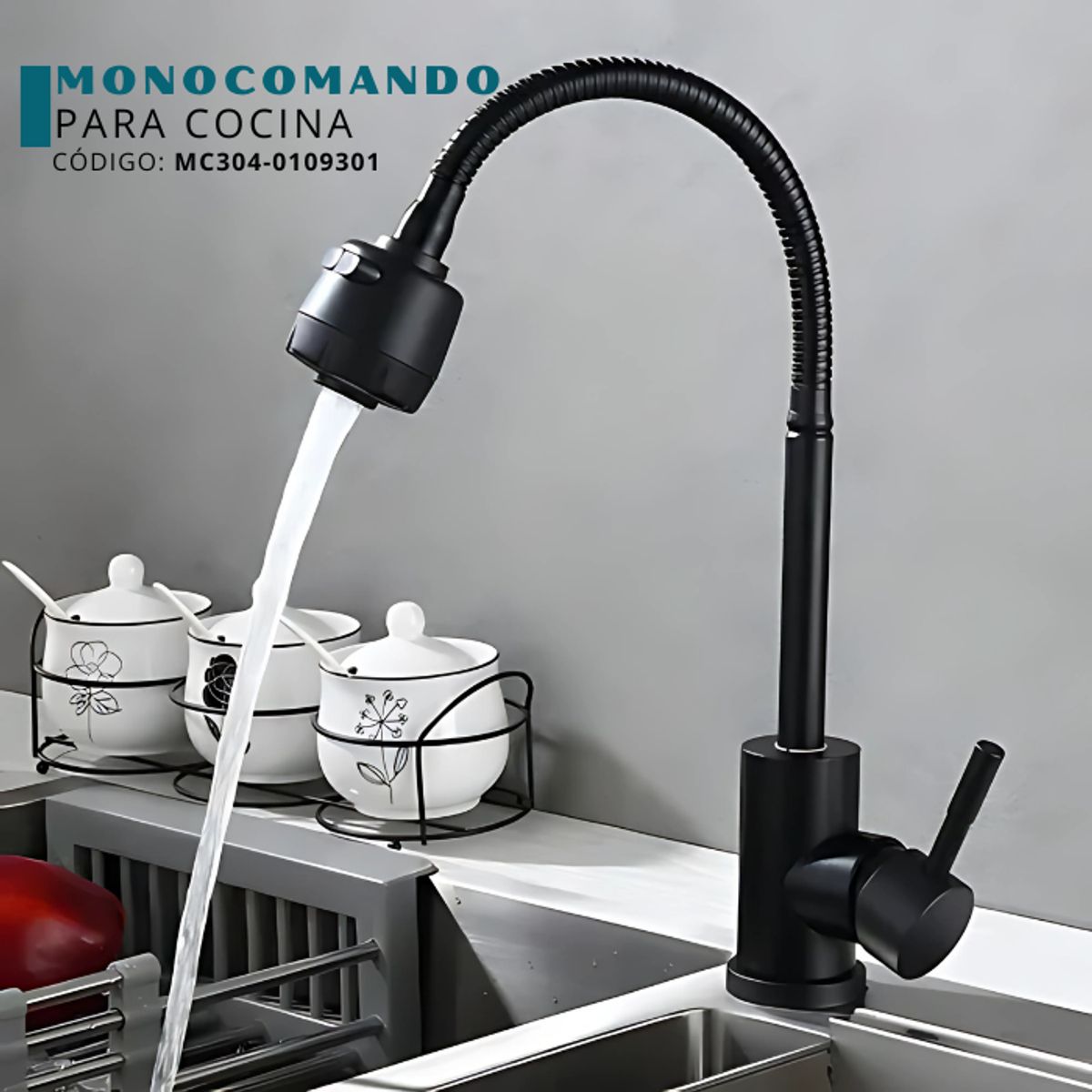 XM - MEZCLADORA MONOCOMANDO PARA COCINA  NEGRO MC304-0109301