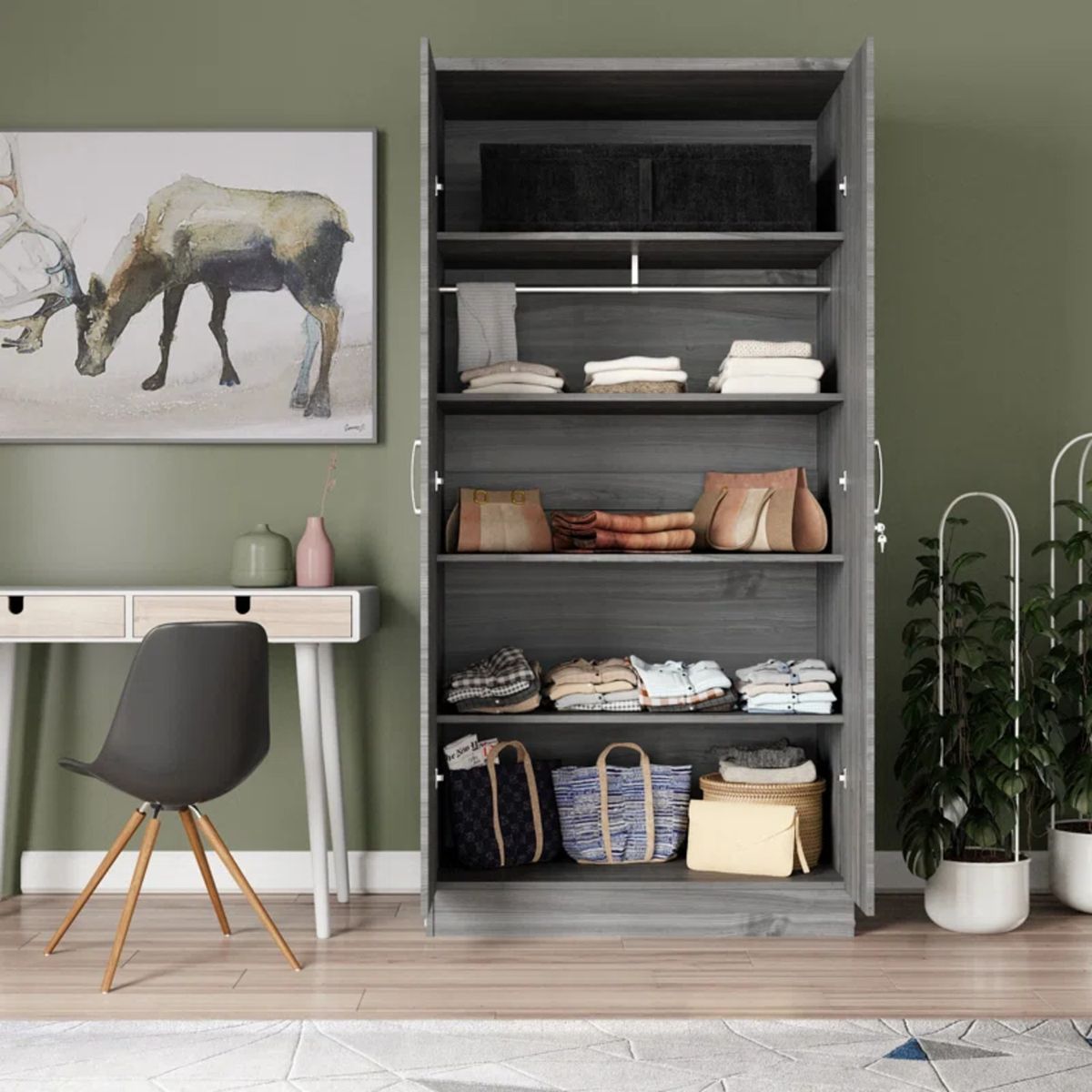 GENERICO - Ropero Moderno Kennedy 2 Puertas Gris R&R MUEBLES