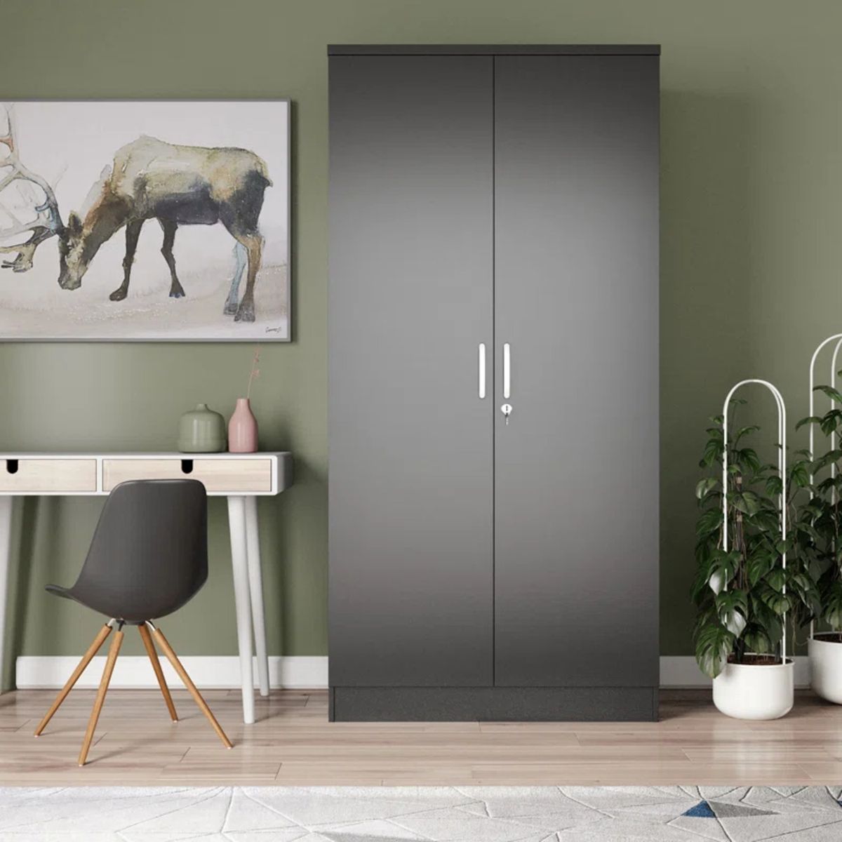 GENERICO - Ropero Moderno Kennedy 2 Puertas Negro R&R MUEBLES