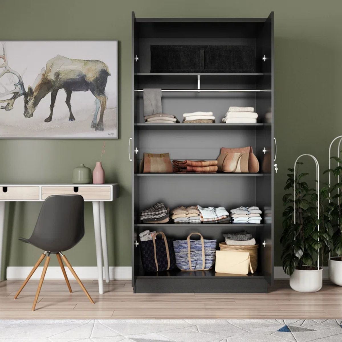 GENERICO - Ropero Moderno Kennedy 2 Puertas Negro R&R MUEBLES