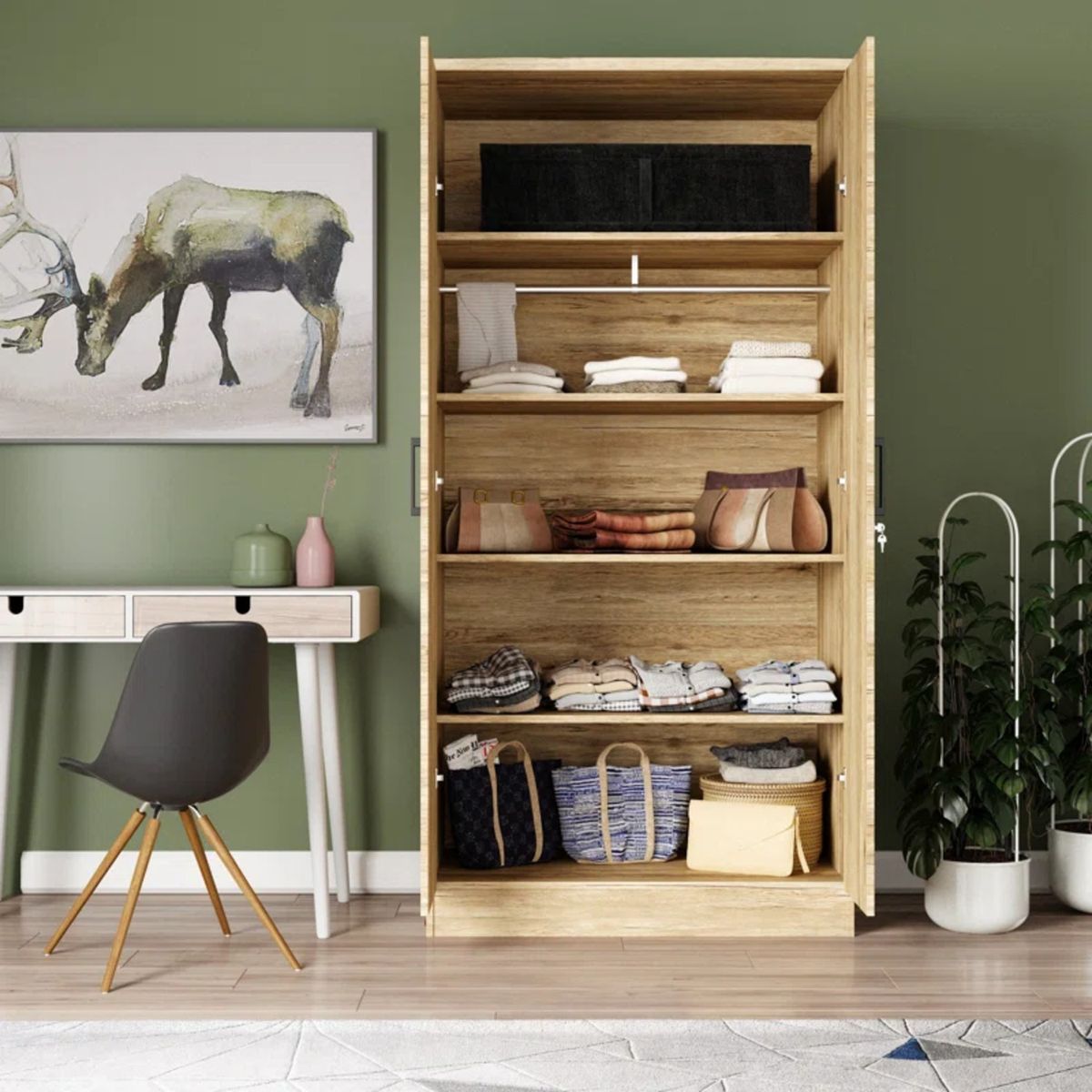 GENERICO - Ropero Moderno Kennedy 2 Puertas Marrón Claro R&R MUEBLES