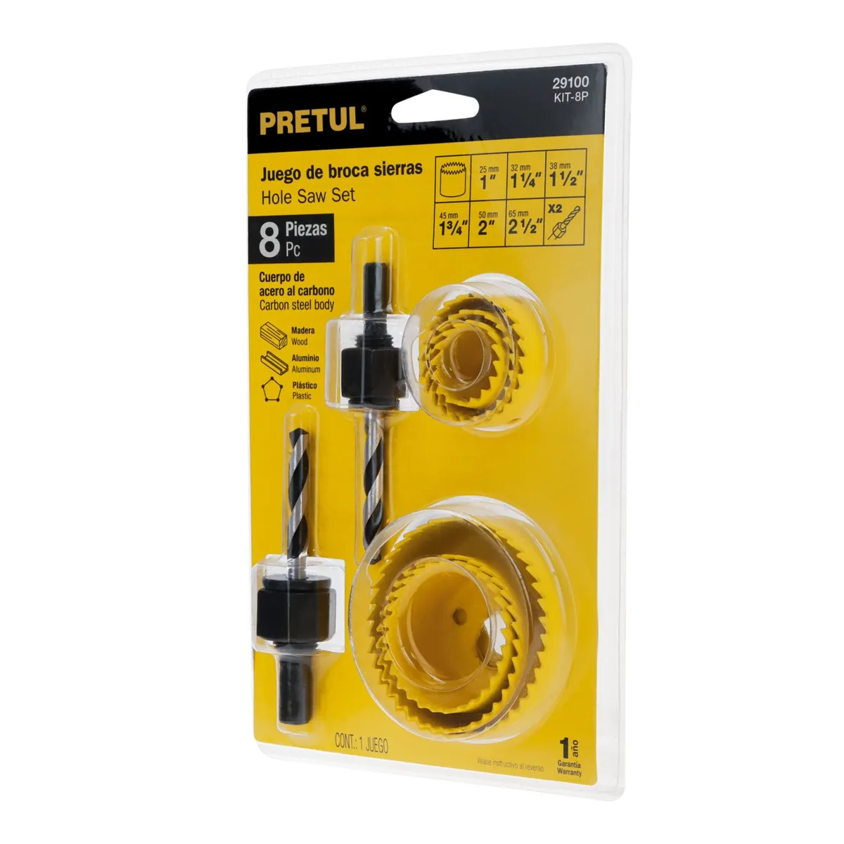 PRETUL - Juego de Brocas Sierras 8 piezas, Pretul