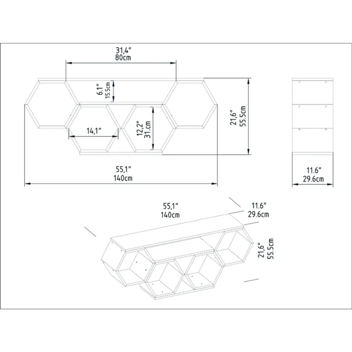 GENERICO - Mueble Para TV 55" Moderno Nogawa Marron Y Blanco R&R Muebles