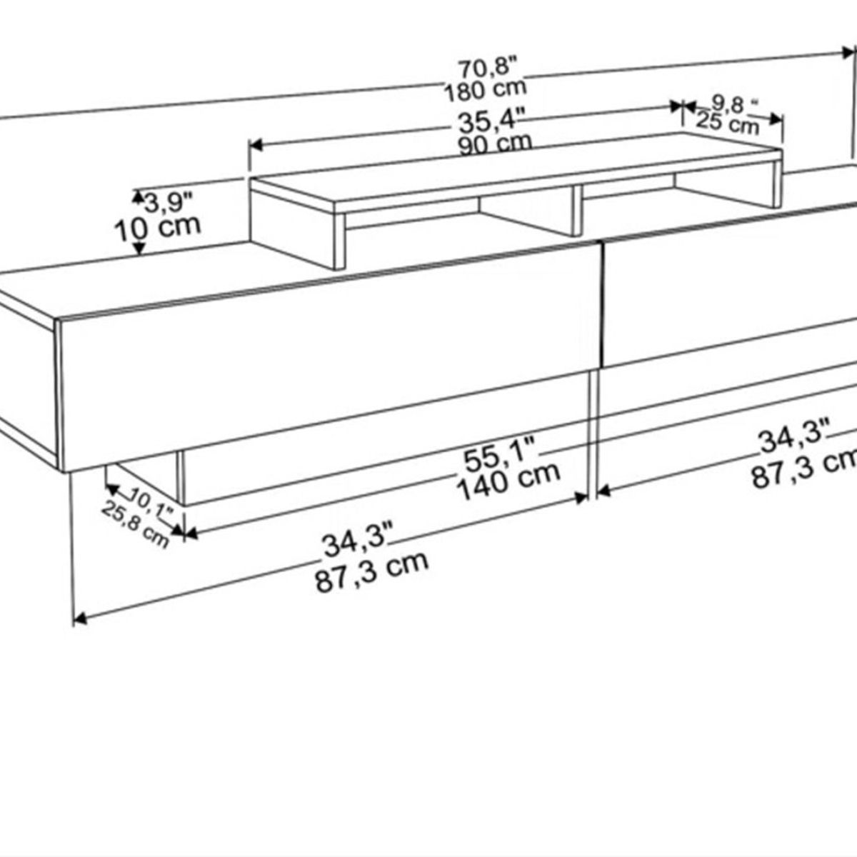 GENERICO - Mueble Para TV 55" Moderno Kyoko Blanco Y Marron R&R Muebles