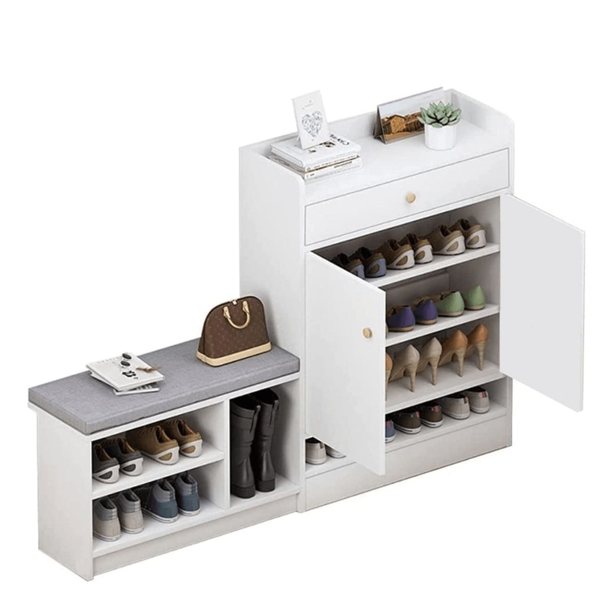GENERICO - Zapatera Koa con Asiento Blanco Petrox Home
