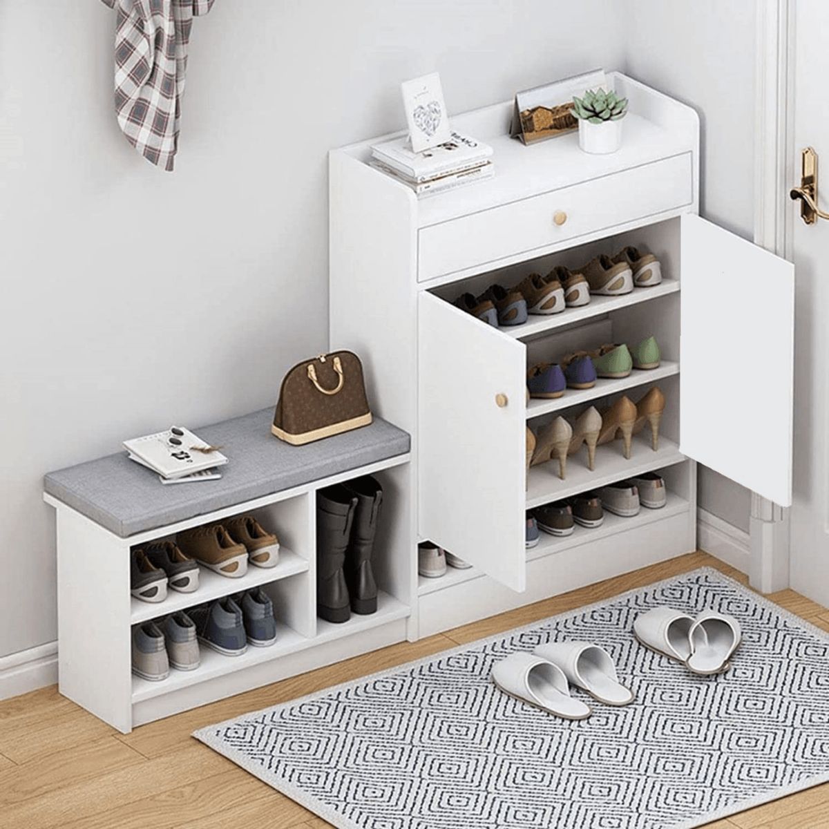 GENERICO - Zapatera Koa con Asiento Blanco Petrox Home