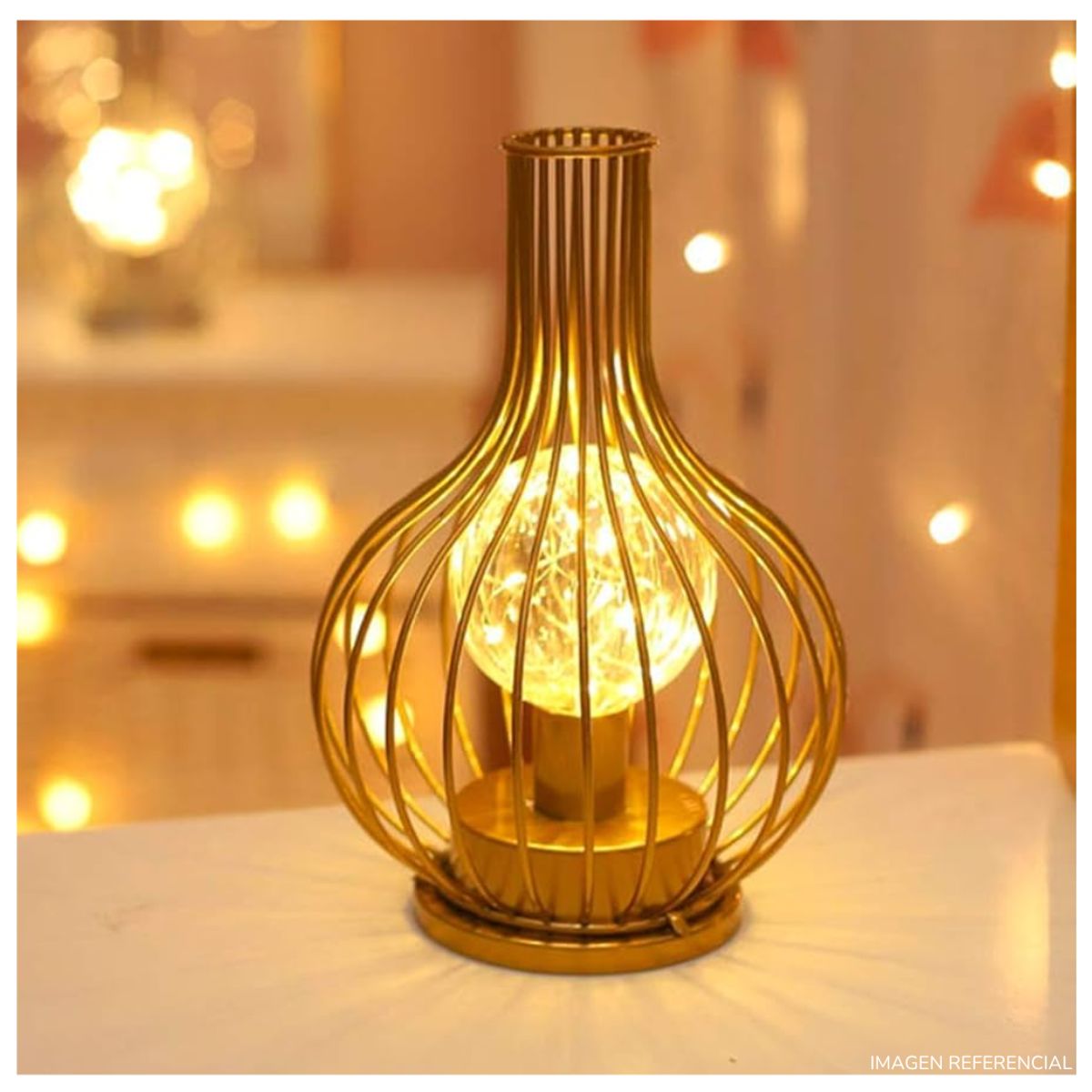 INSPIRA MARKET - Lampara de mesa decorativa dorado