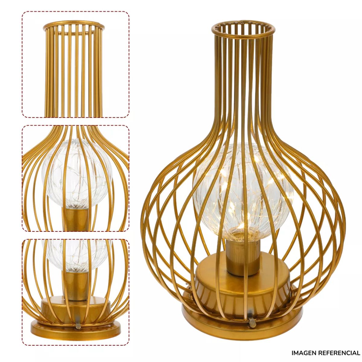 INSPIRA MARKET - Lampara de mesa decorativa dorado