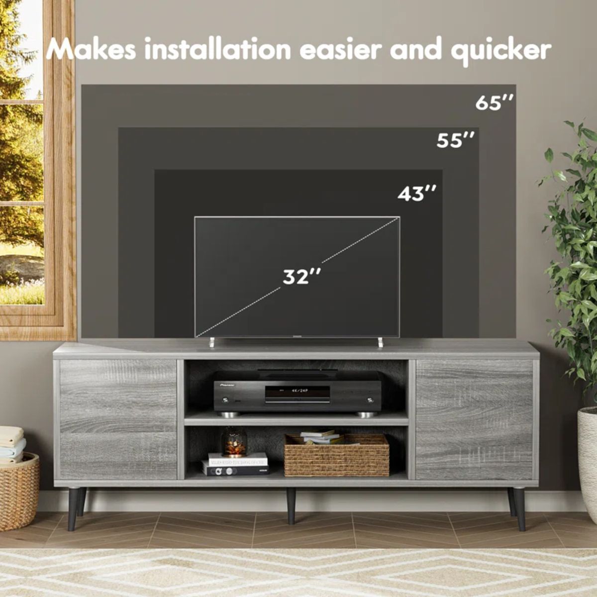 GENERICO - Mueble para TV 55" Vintage Eli Gris R&R MUEBLES