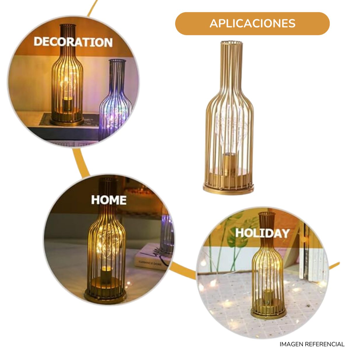 INSPIRA MARKET - Lampara de mesa decorativa dorado