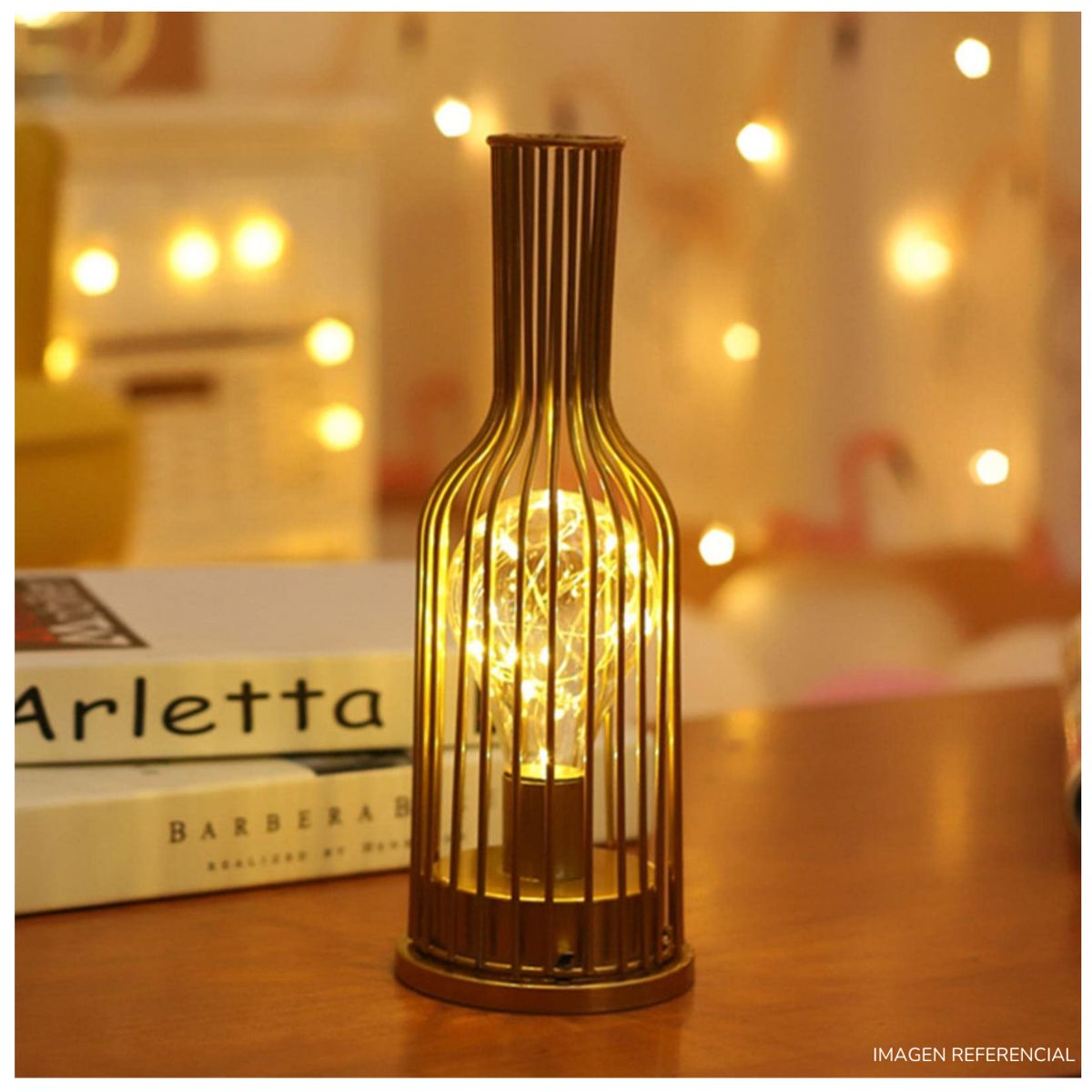 INSPIRA MARKET - Lampara de mesa decorativa dorado