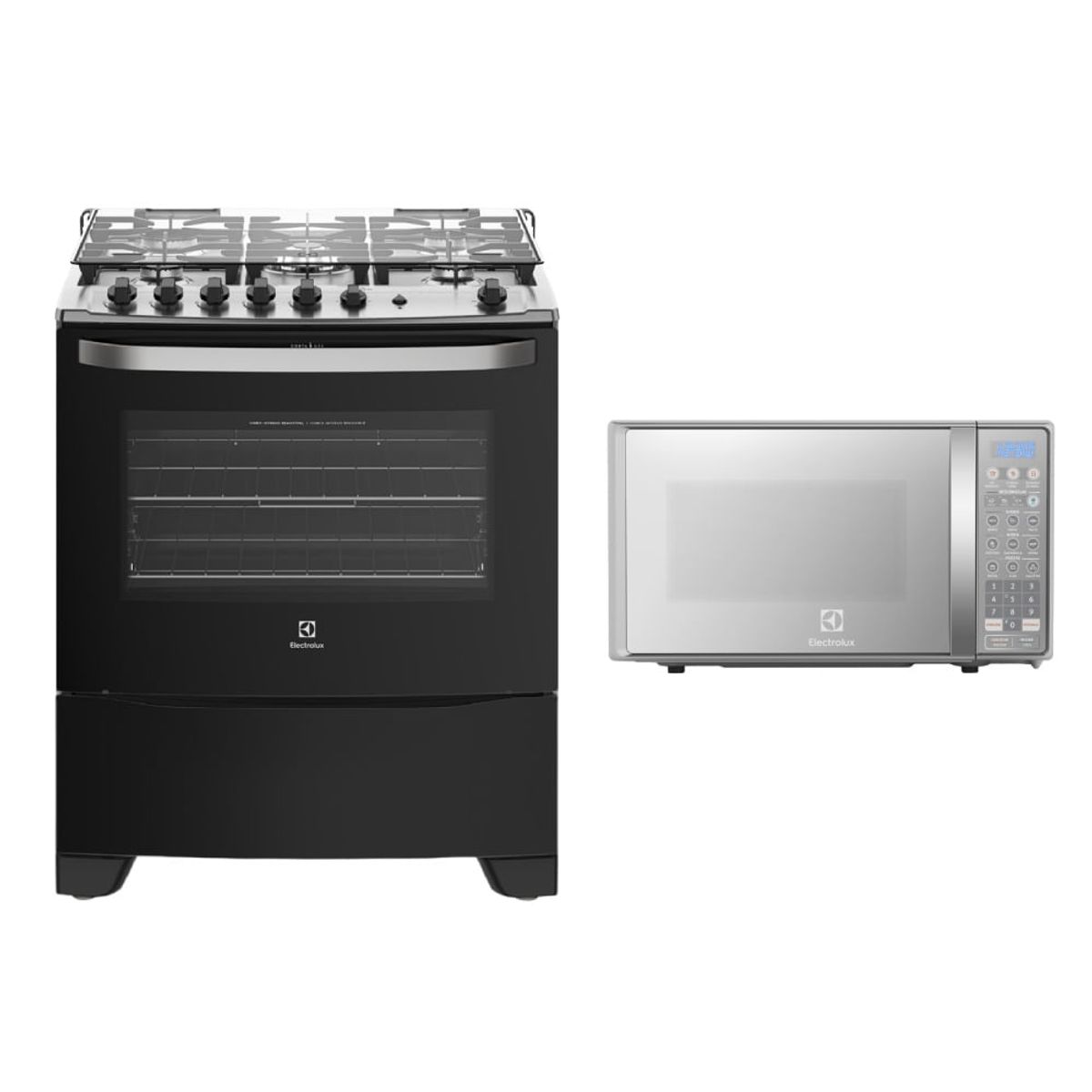 ELECTROLUX - Combo: Cocina Freestanding a Gas con 5 quemadores 76USM + Microondas 20L EMDO20S2GSRUG Electrolux