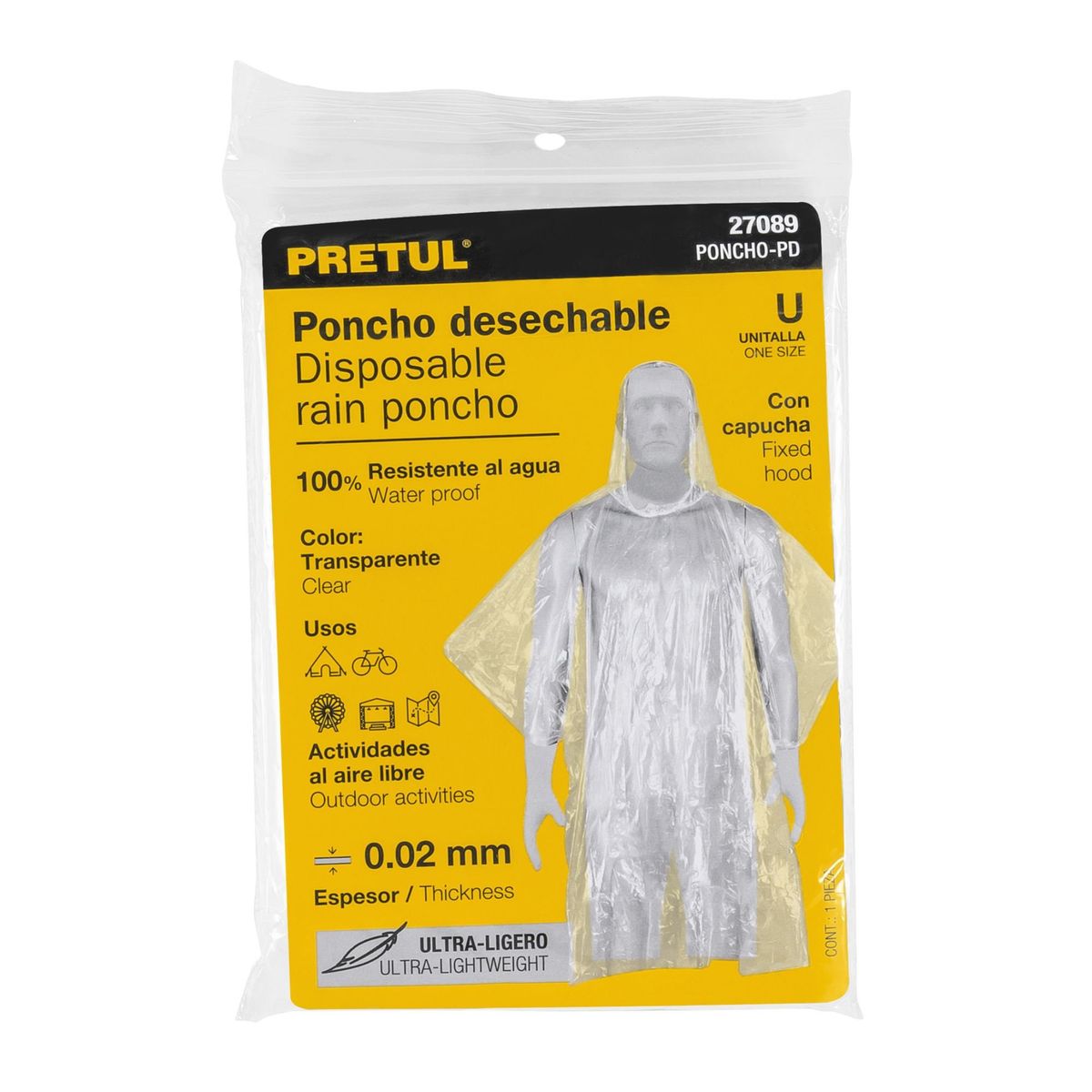 TRUPER - Poncho para lluvia poncho impermeable Pretul truper