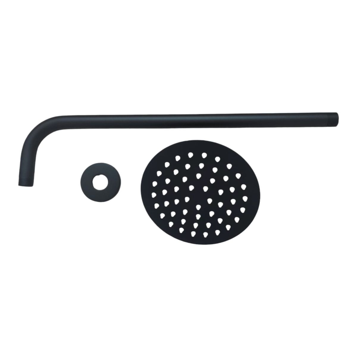 GENERICO - Cabezal de ducha redonda de 15cm Acero inox Negro Mate con brazo