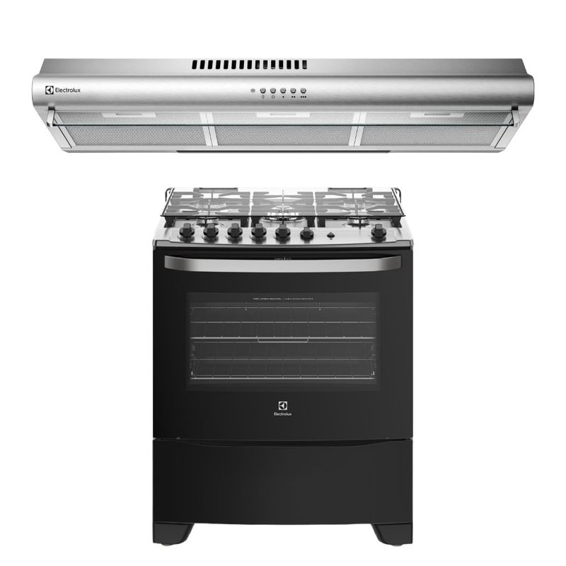 ELECTROLUX - Combo: Cocina a Gas con 5 quemadores 76USM + Campana Extractora 80cm EJSE302TBJS Electrolux