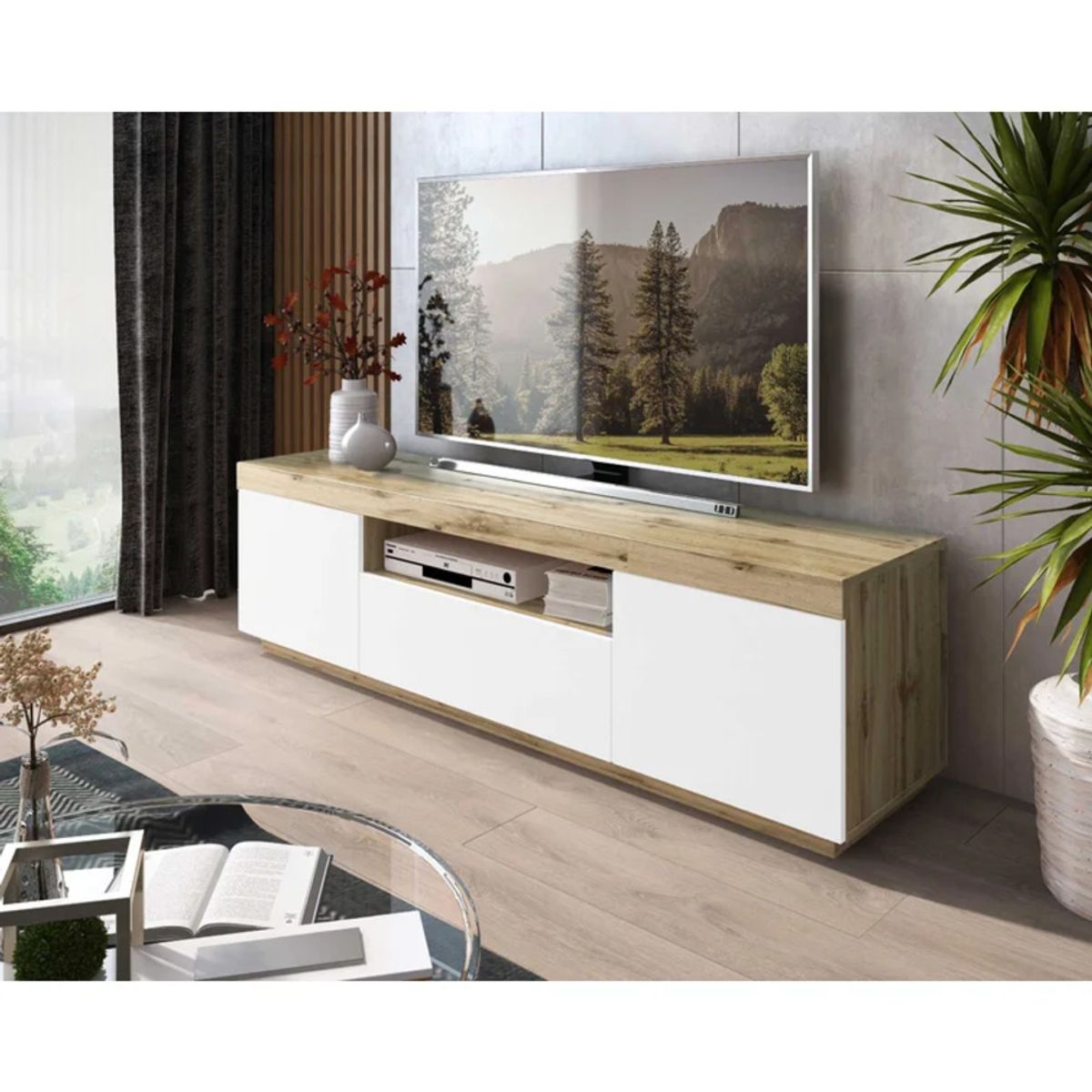 GENERICO - Mueble de TV 55" Chihaya Duna y Blanco R&R MUEBLES