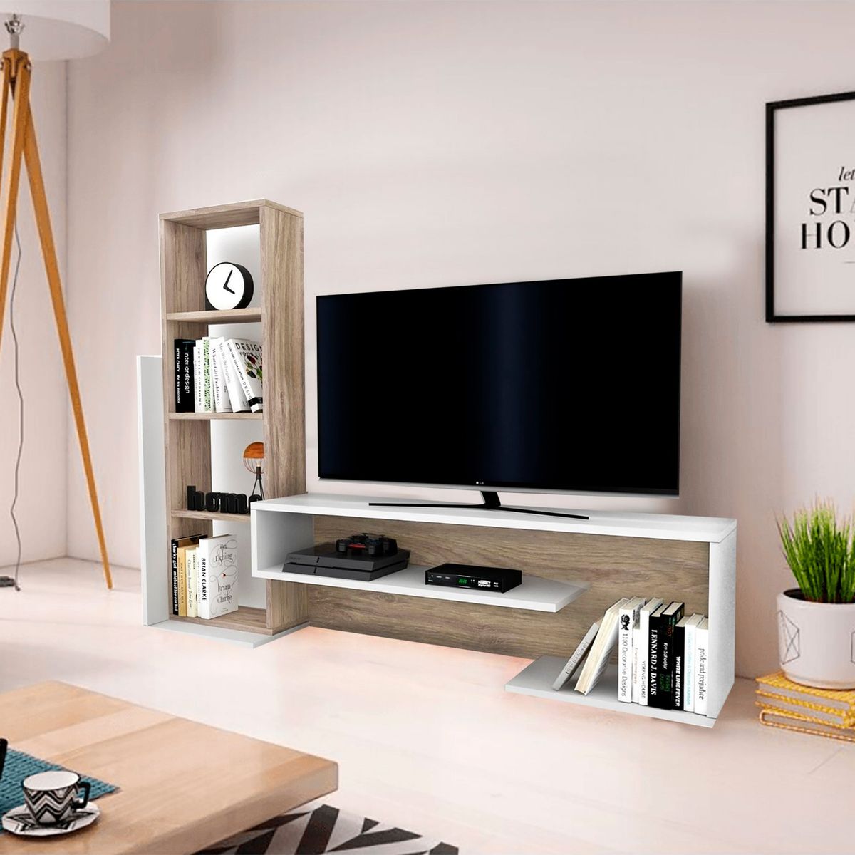 VILLA HOGAR - Mueble para TV 49 pulgadas Brasilia roble rustico - Villa Hogar