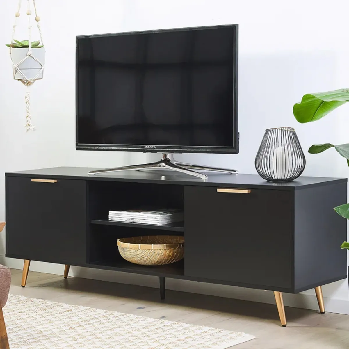 GENERICO - Mueble para TV 55" Moderno Yubaba Negro R&R MUEBLES