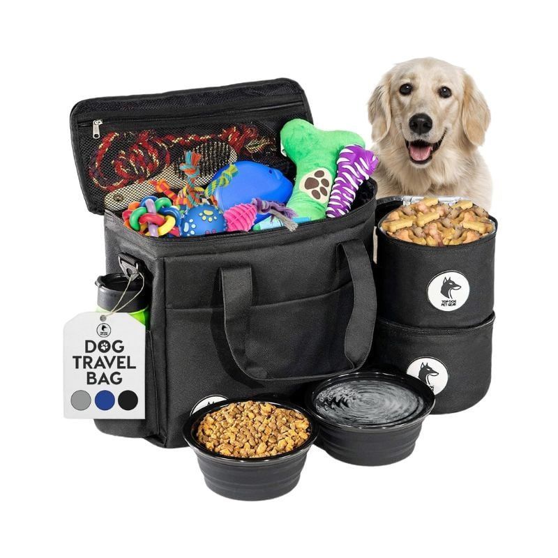 GENERICO - BOLSA DE VIAJE PARA PERROS CON CUENCOS Y ALMACENAMIENTO