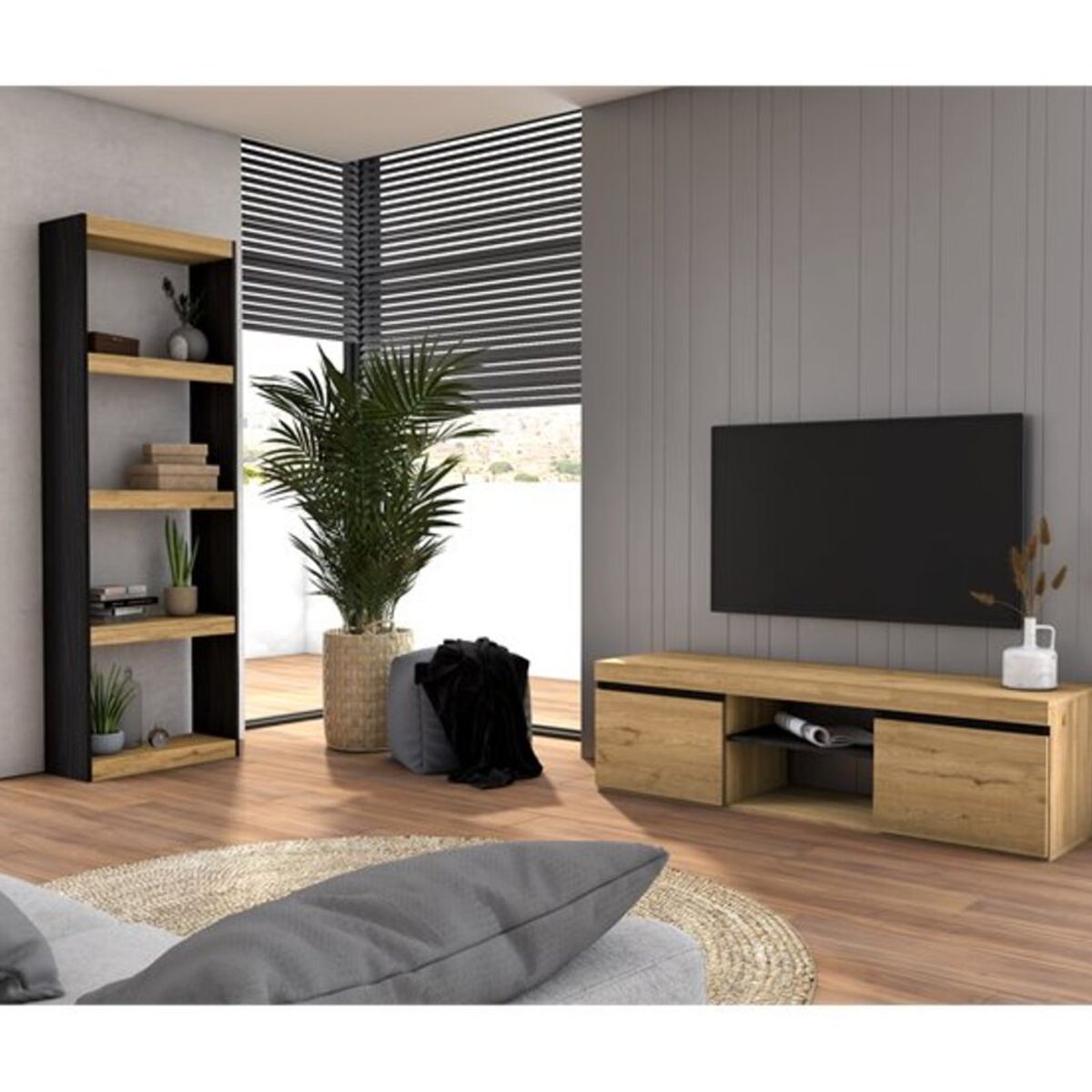 GENERICO - Mesa de TV 55" + Estantería Elizabeth R&R MUEBLES