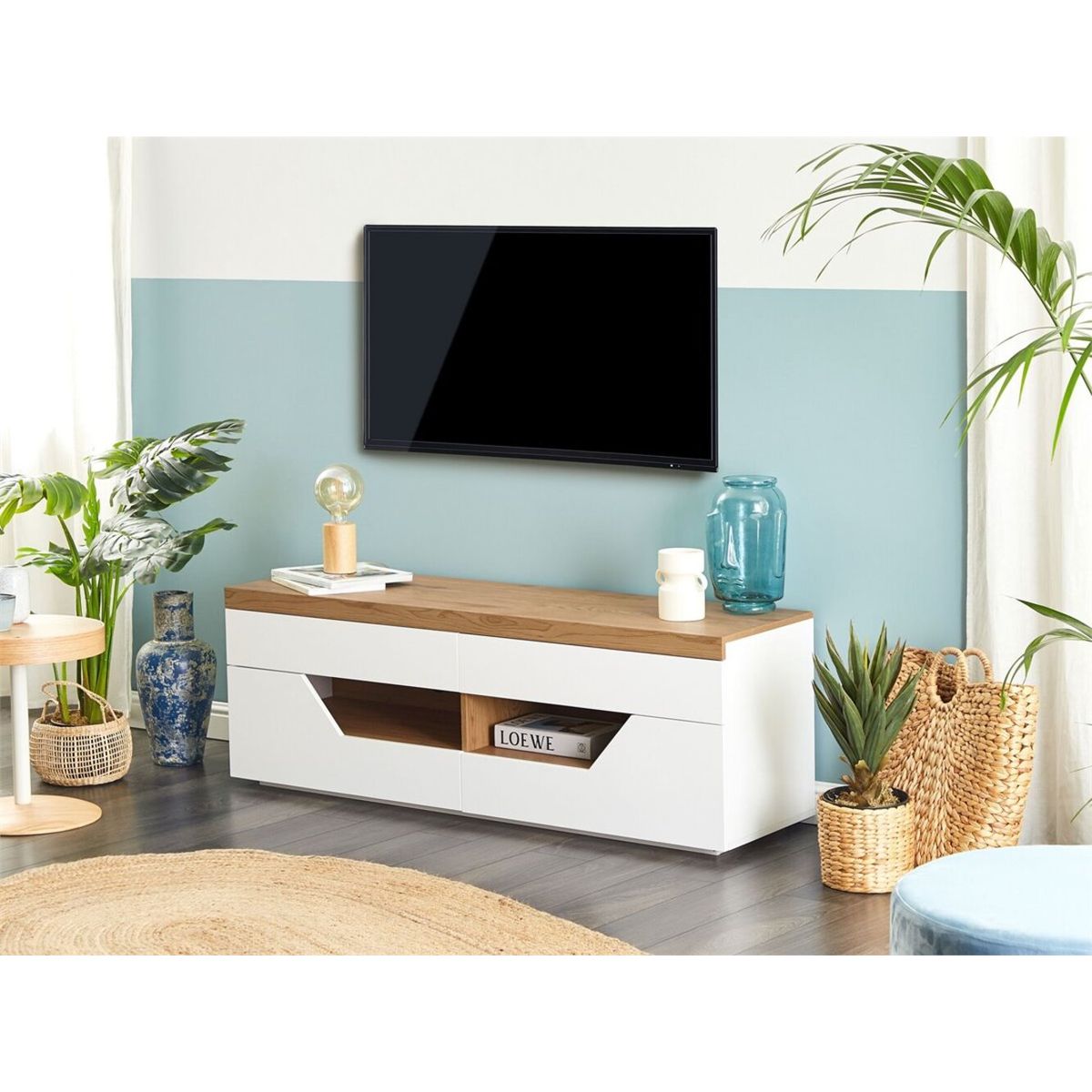 GENERICO - Mesa de TV 55" Moderna Alicia 4 Cajones R&R Muebles