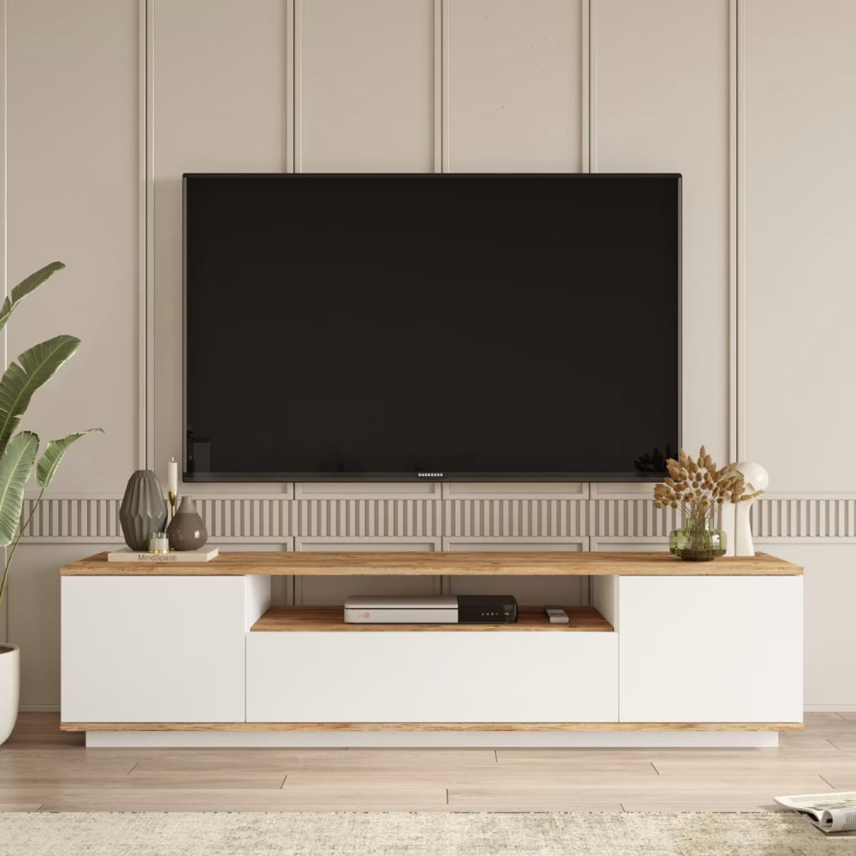 GENERICO - Mueble de TV 55" Moderno Luna Blanco R&R MUEBLES