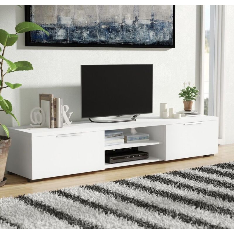 GENERICO - Mesa de TV 55" Moderno Clara Color  Blanco 180 cm R&R MUEBLES