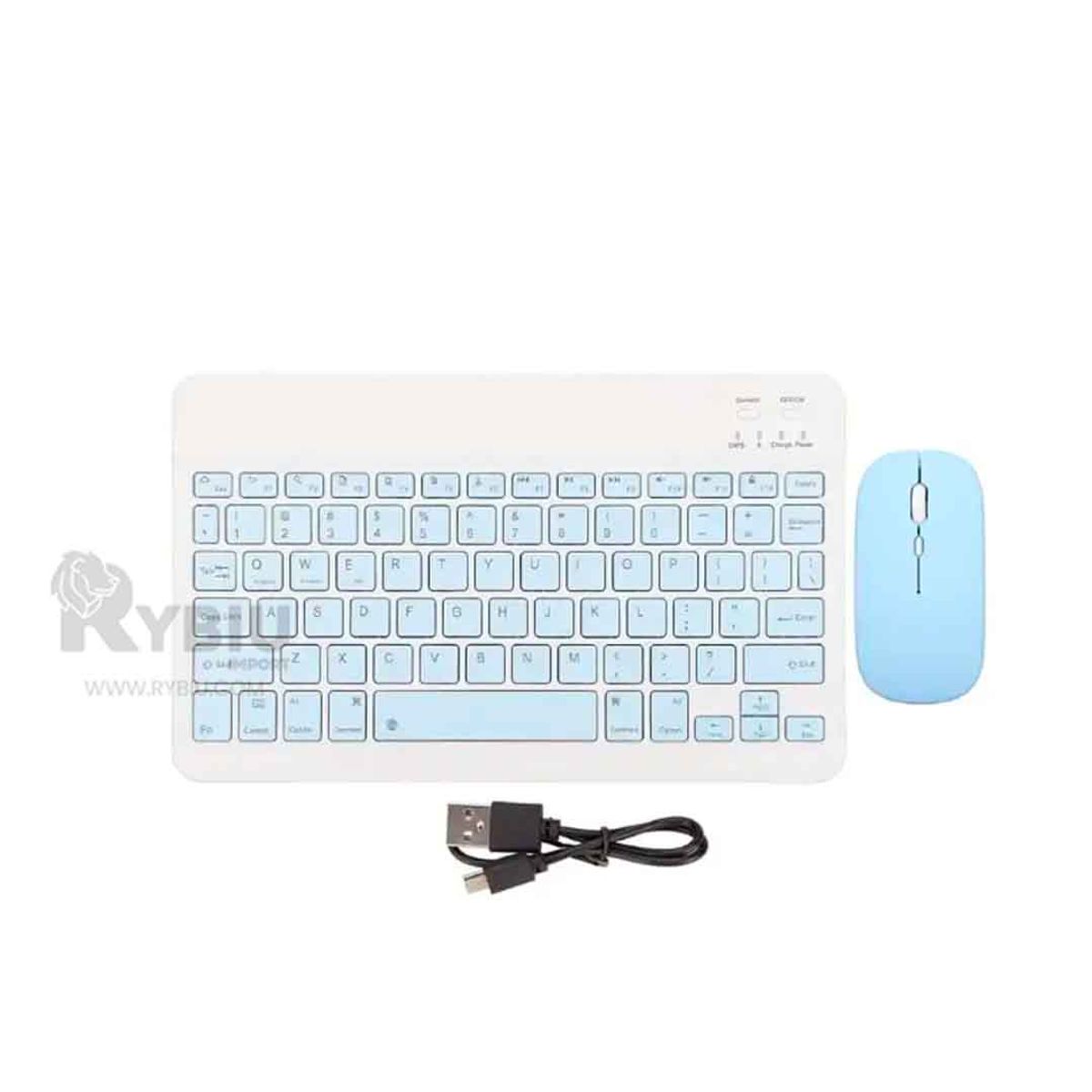 RYBIU IMPORT - Set Portatil Mouse y Teclado Tono Celeste Y+Gift MiniAgenda